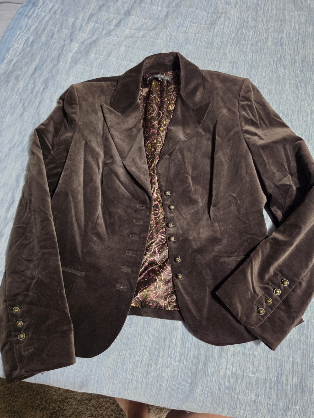 ANTONIO MELANI Velvet Sport Coat in Dark Brown with Paisley Lining